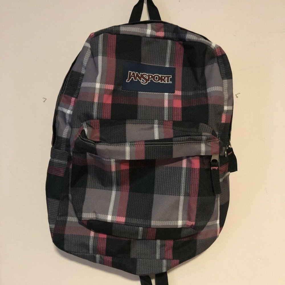 Jansport Plaid Backpack Pink Gray Plaid